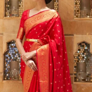Bright Red Banarasi Saree