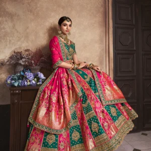 Green & Green Banarasi Silk Lehenga Choli