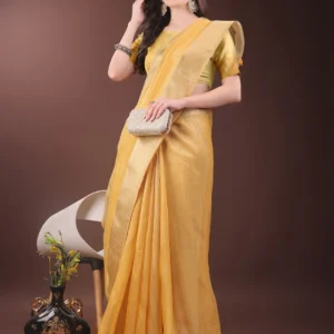 Mustard Organza Saree