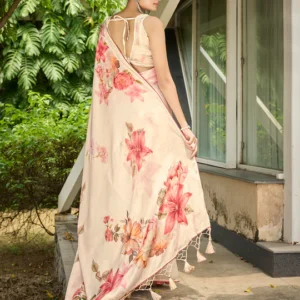 Peach Poly Chiffon Daily Wear Saree