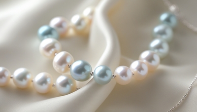 White & Blue Pearl neckless - Image 3