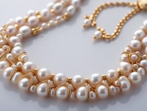 White Pearl with Gold Beads Necklace