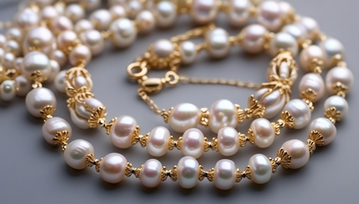 White Pearl with Gold Beads Necklace - Image 4