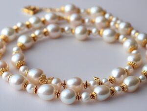 White Pearl with Gold Beads Necklace
