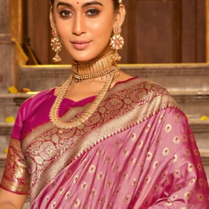 Light Pink Banarasi Silk Saree