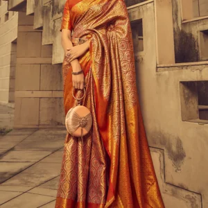 Multicolor Banarasi Silk Saree With Blouse Piece