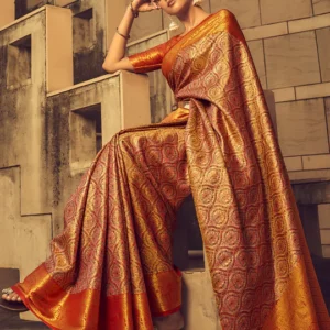 Multicolor Banarasi Silk Saree With Blouse Piece