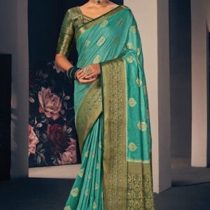 Tiffany Blue South Silk Saree