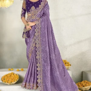 Woven Art Silk Jacquard Saree in Purple