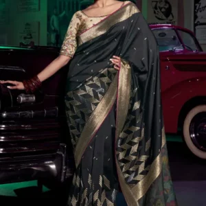 Woven Art Silk Saree in Black