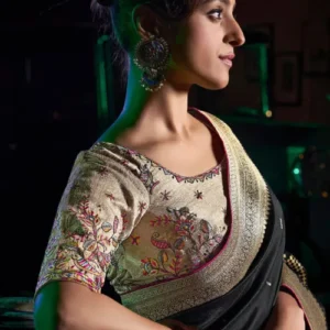 Woven Art Silk Saree in Black