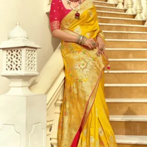 Woven Art Silk Saree in Mustard