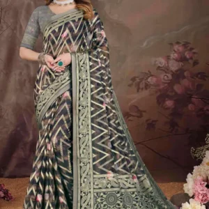 Woven Georgette Brasso Saree in Black