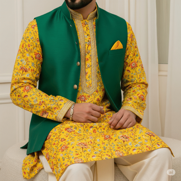 Modern Asymmetric Design Kurta with Dhoti