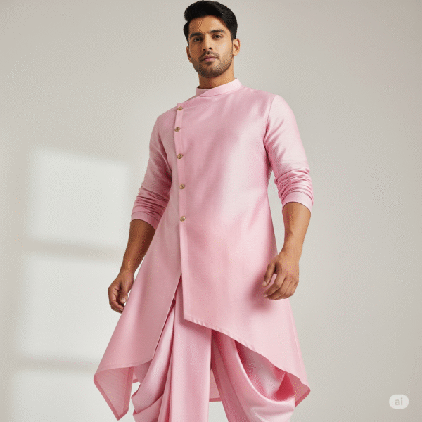 Modern Asymmetric Design Kurta Pajama - Image 3
