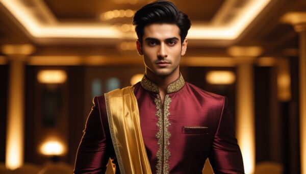 Maroon Silk Kurta