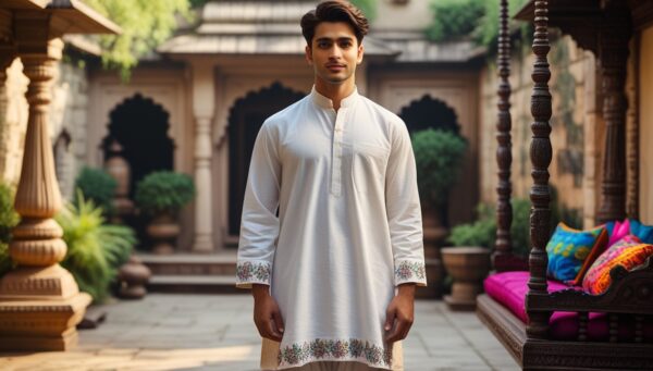 White Cotton Kurta - Image 2