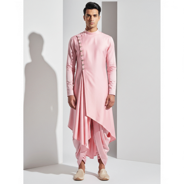 Modern Asymmetric Design Kurta Pajama - Image 2