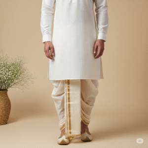 White Cotton Kurta with Traditional Off-White Dhoti