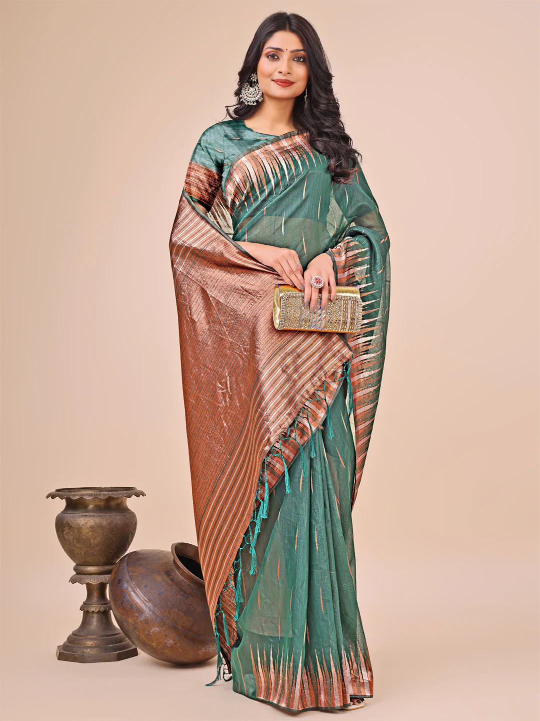 Green Linen Cotton Saree