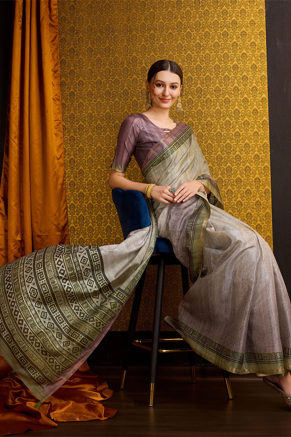 Green Tussar Silk Saree