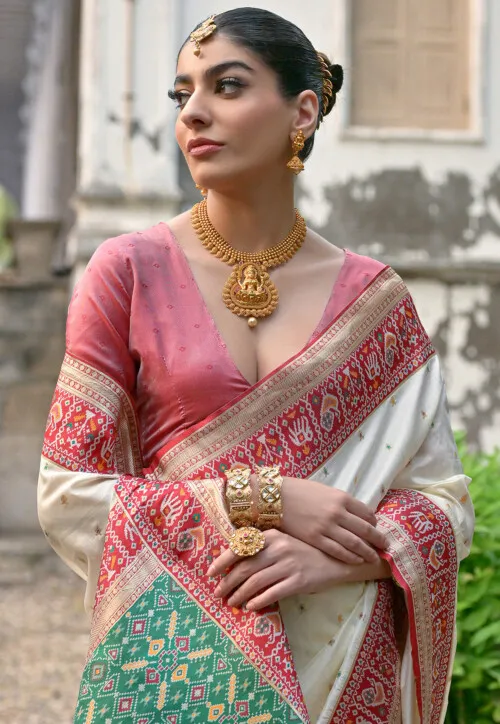 Banarasi Saree in Cream - Image 2