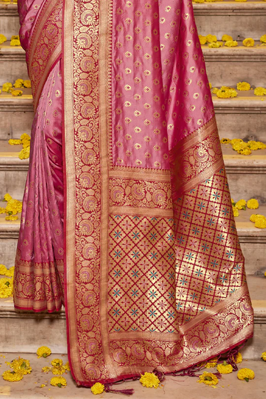 Light Pink Banarasi Silk Saree - Image 3