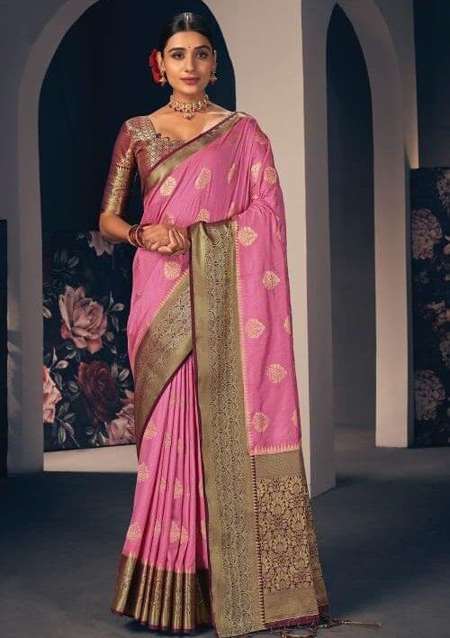 Rouge Pink South Silk Saree