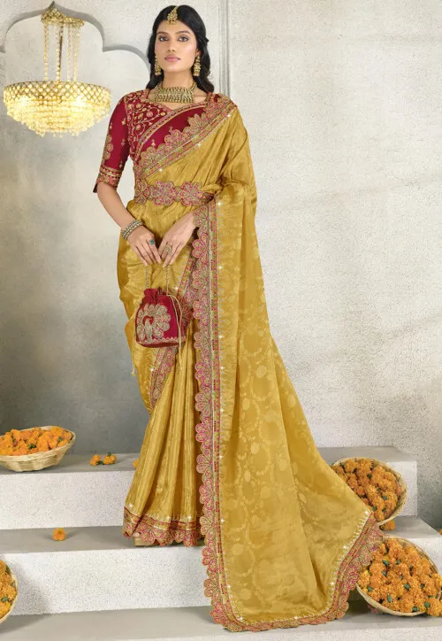 Woven Art Silk Scalloped Saree in Teal Blue - Image 2
